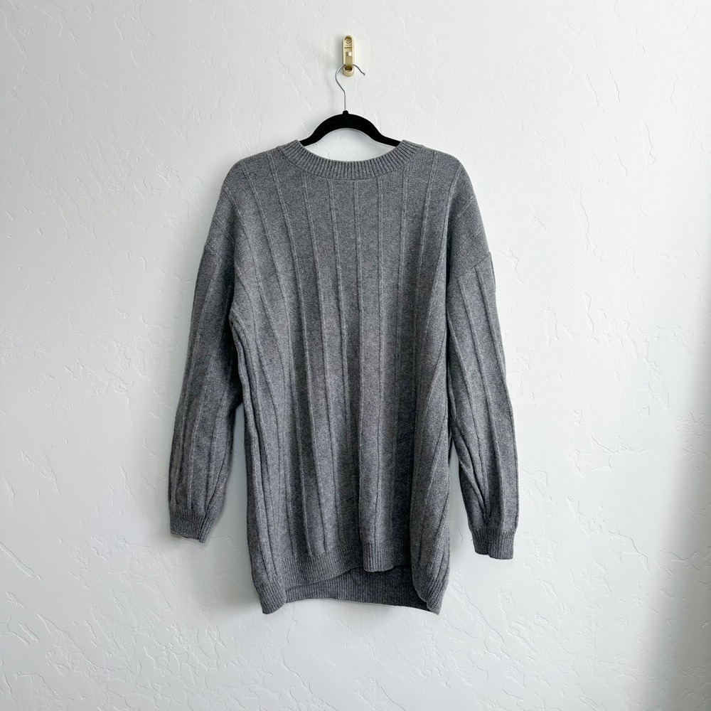 Reformation | Harriet 100% Regenerative Wool Knit Sweater Mini Dress in Gray - Picture 2 of 5